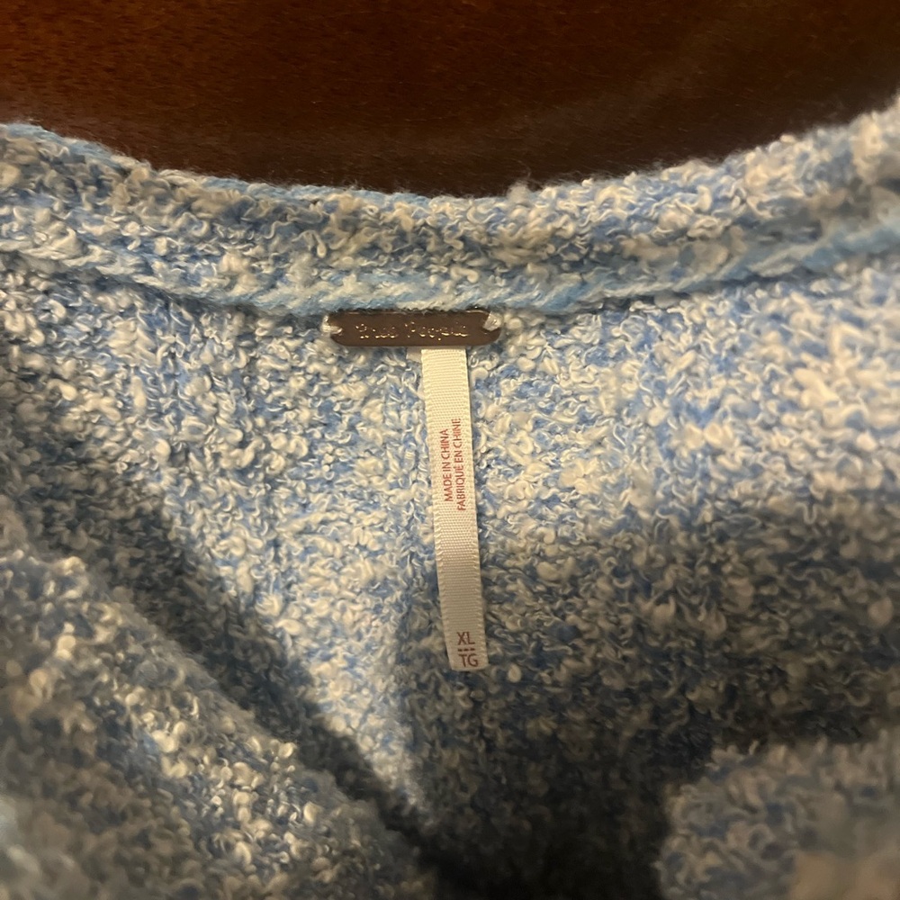 Free People Blue and White Crew Neck Sweater